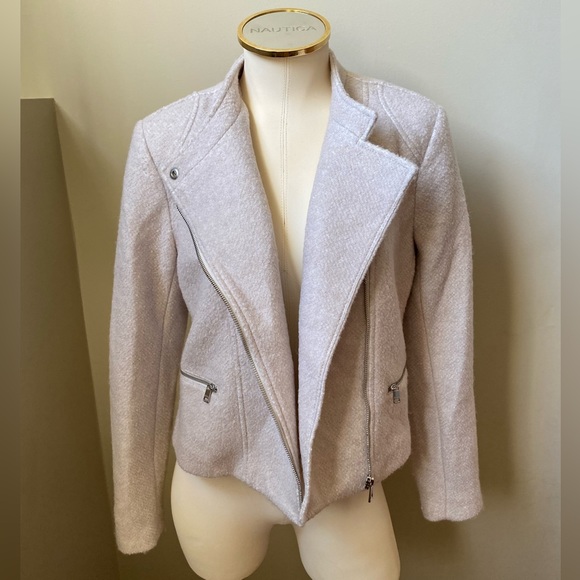 BANANA REPUBLIC Cream Color Wool Moto Jacket | Size Small - Picture 6 of 11